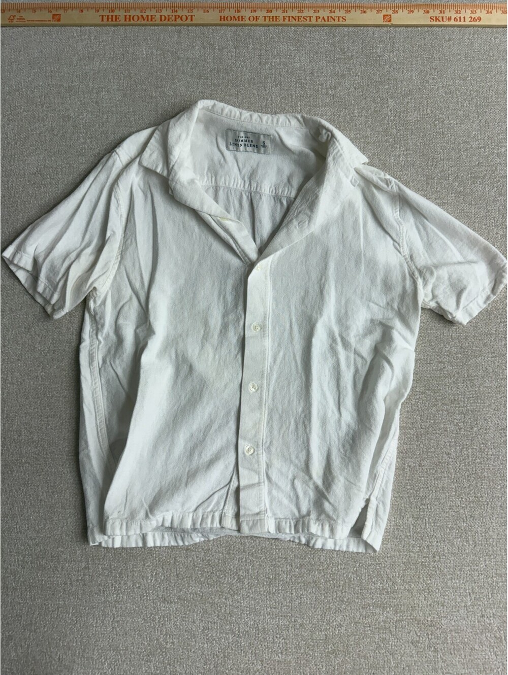 Abercrombie & Fitch Small White Linen Blend Short Sleeve Camp Collar Shirt